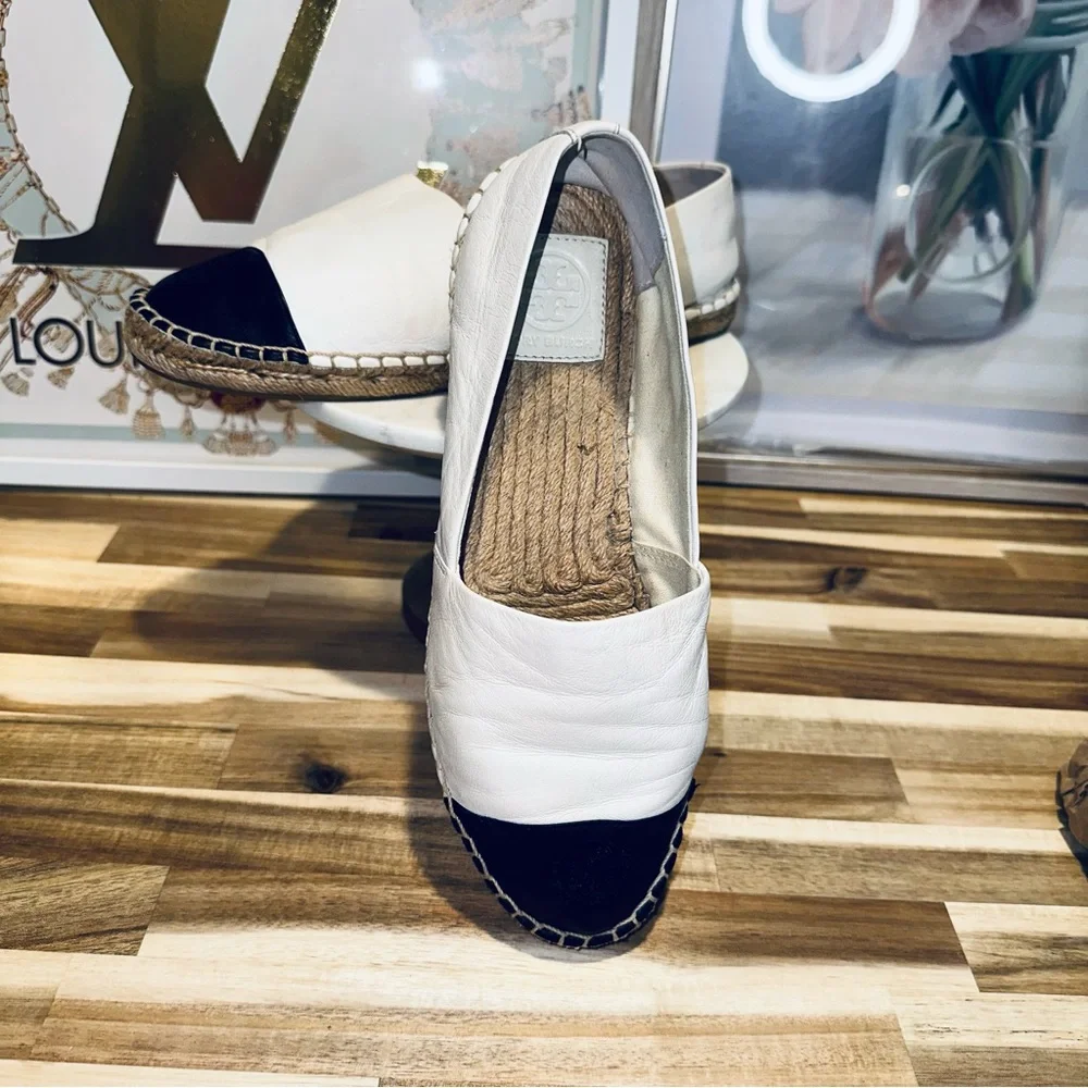 Tory Burch Bendon Color Block Espadrilles, ivory/black, Size 9